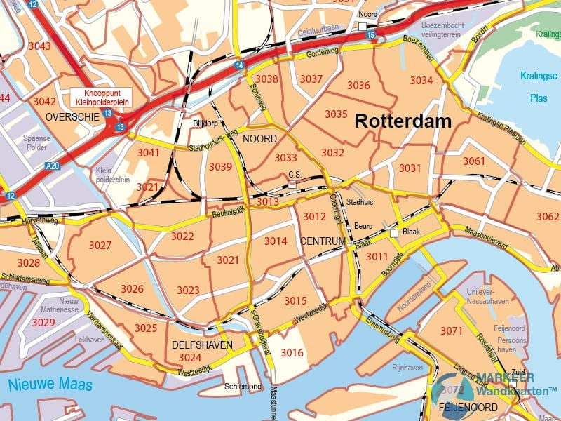 Карта Ратэрдама Паштовы індэкс 